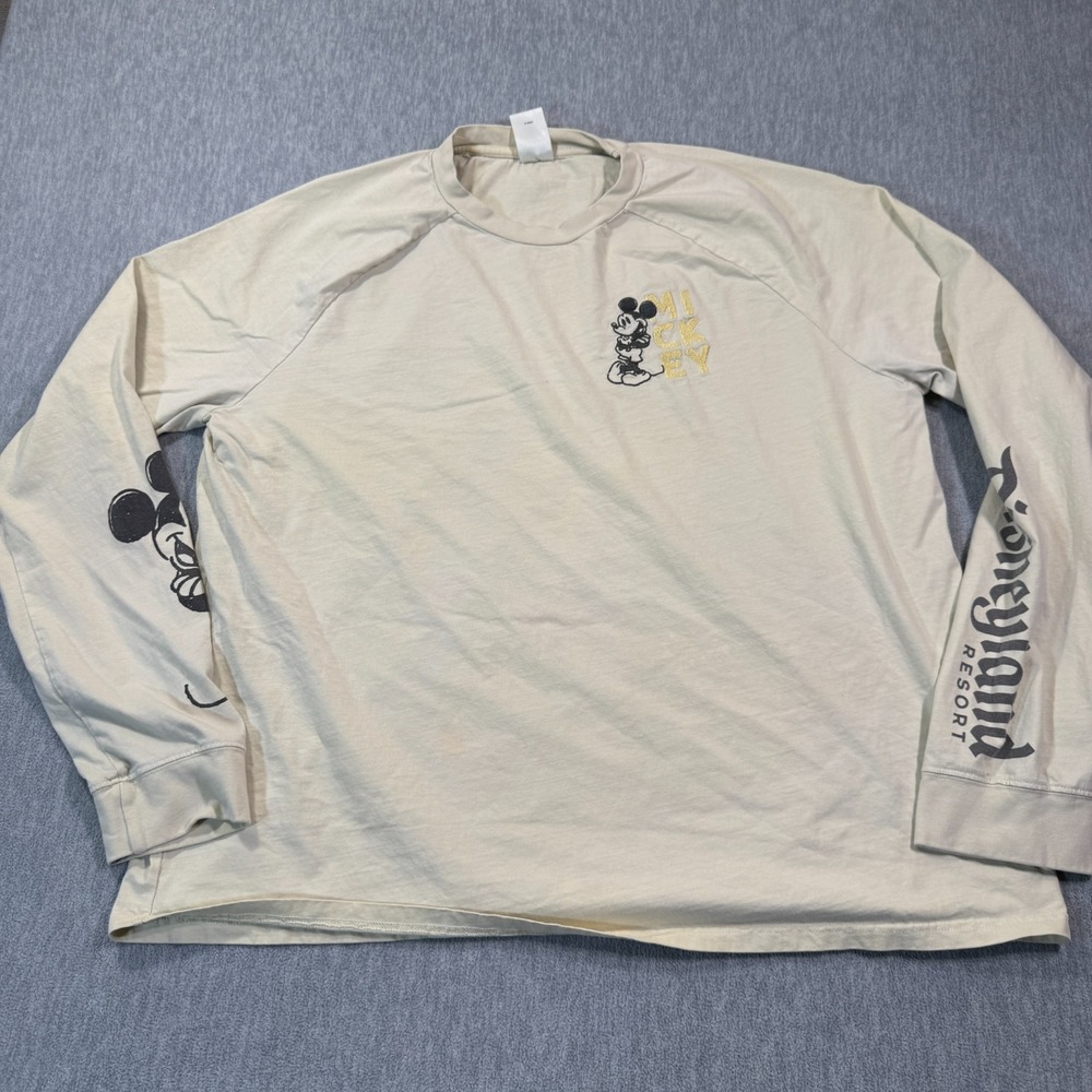 Disney Shirt Adult XL Tan Long Sleeve Disneyland Resort Mickey Mouse Graphic Tee